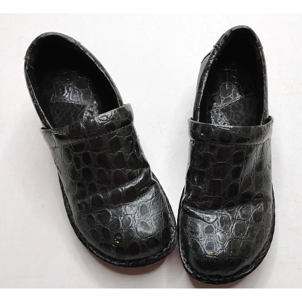 B.O.C Gray Closed Clog 6.5 Professional Shoe Slip On Comfort Croc Embossed EU37